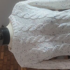 Osh Kosh B'gosh kids sweater size 14/14A white with pink purple cable knit